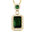 Emerald with Cubic Zirconia Crystal Necklace