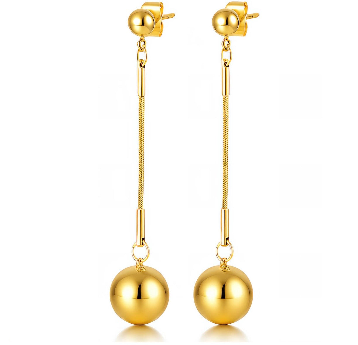 Gold Bead Dangle Earrings