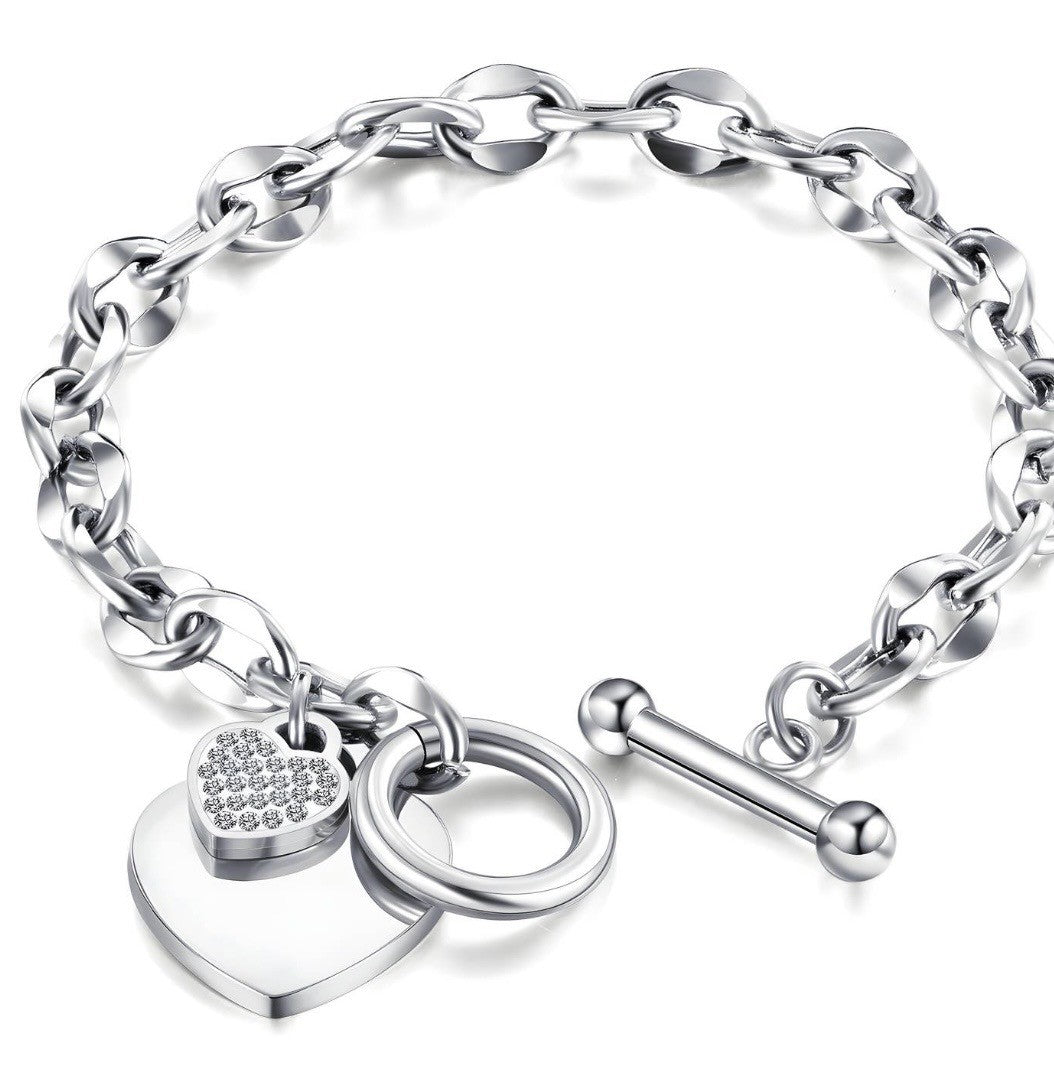 Double Heart Silver Bracelet