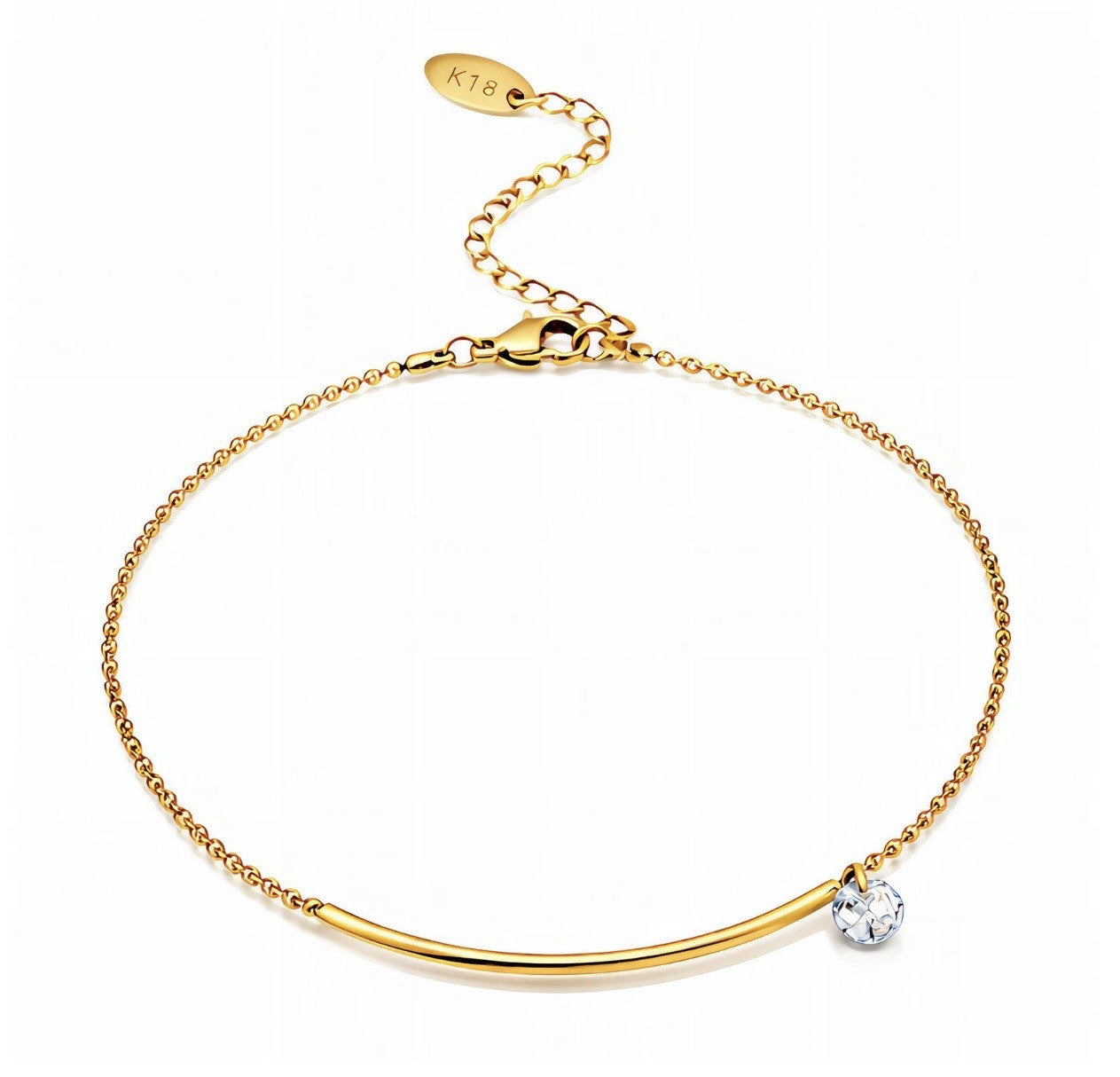 Gold Anklet with Cubic Zirconia Stones