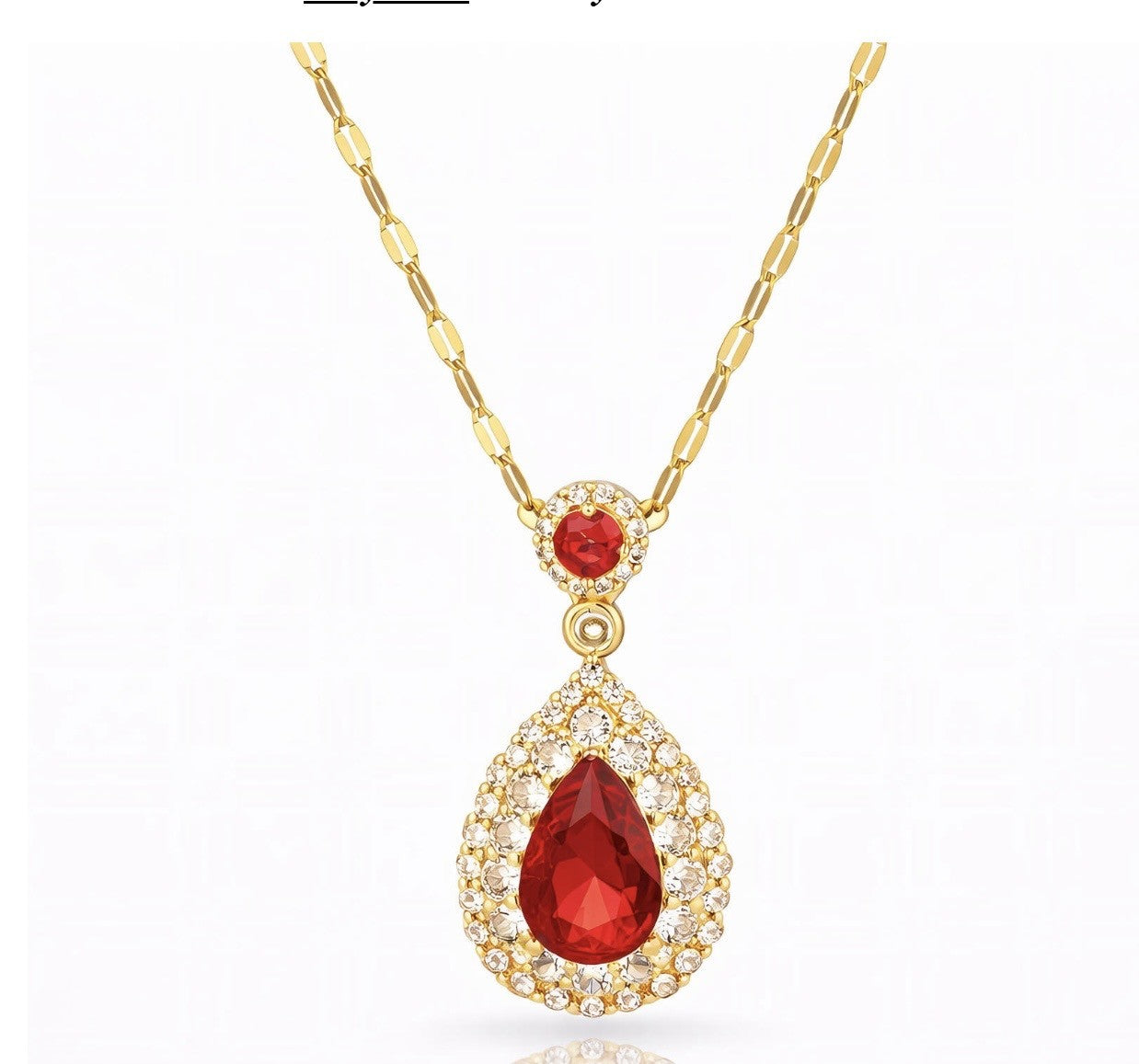 Ruby with Cubic Zirconia Crystals Necklace