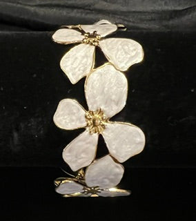 White Flower Meadow Cluff Bracelet
