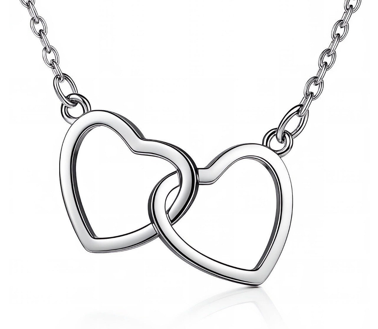 Double Heart Silver Necklace