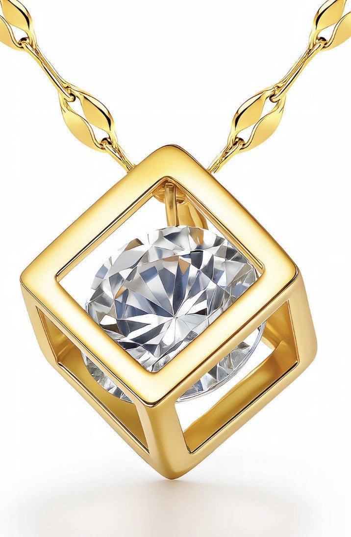 Gold Box with Cubic Zirconia Crystal