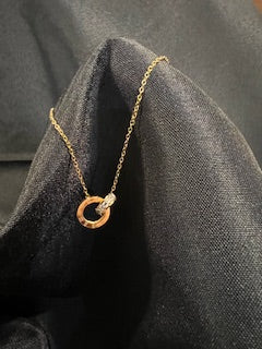 Two Golden Rings with Cubic Zirconia Crystal