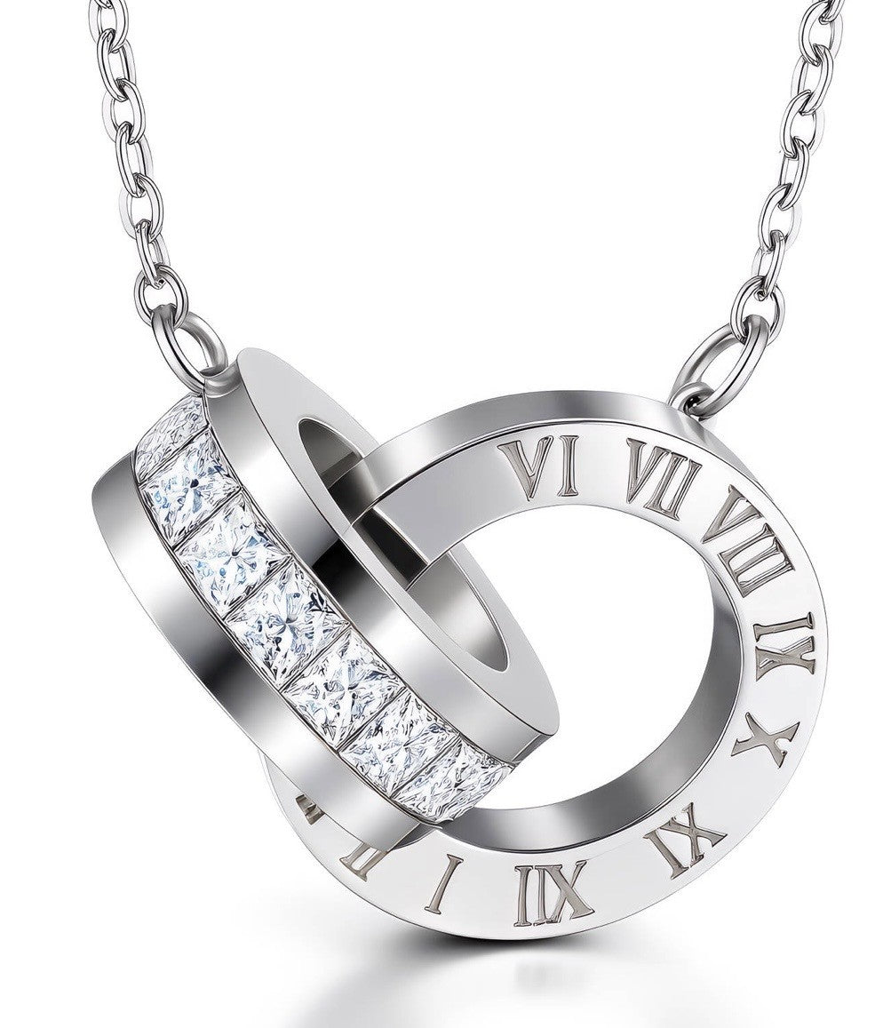 Two Ring Silver Necklace